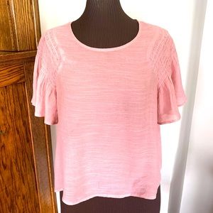 June & Hudson Nordstrom Women's Blush Pink Boho Short Sleeve Loose Blous…